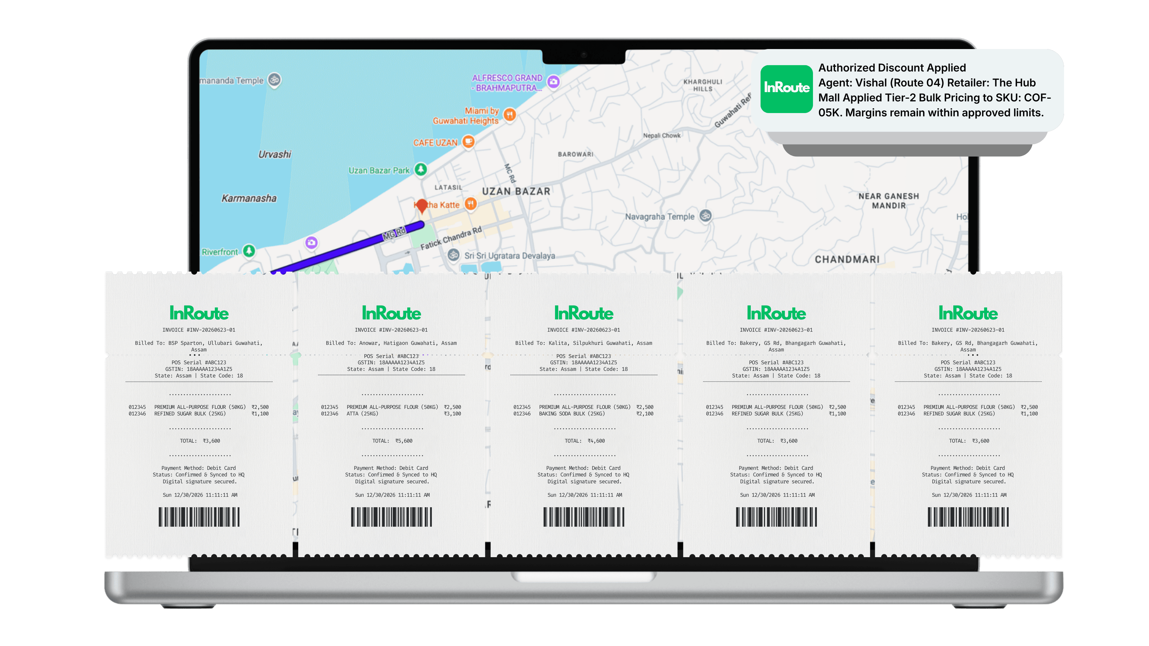 InRoute HQ Dashboard with live map and revenue charts